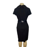 Tahari Arthur S. Levine Fold Over Collar Black Dress Size 8 - New
