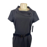 Tahari Arthur S. Levine Fold Over Collar Black Dress Size 8 - New