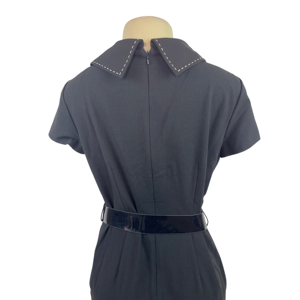 Tahari Arthur S. Levine Fold Over Collar Black Dress Size 8 - New