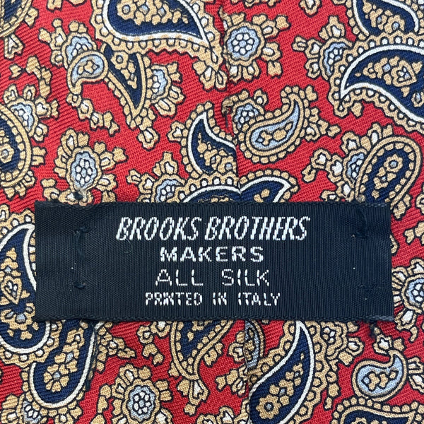 Vintage Brooks Brothers Red Silk Paisley Print Tie Silk 58 Inches Long