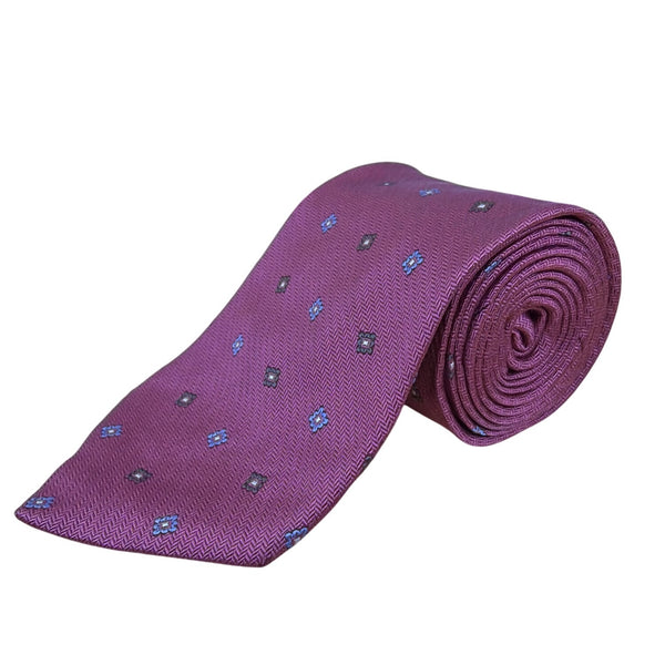 Vintage Brooks Brothers Mens Purple Silk Patterned Tie Classic Floral Design