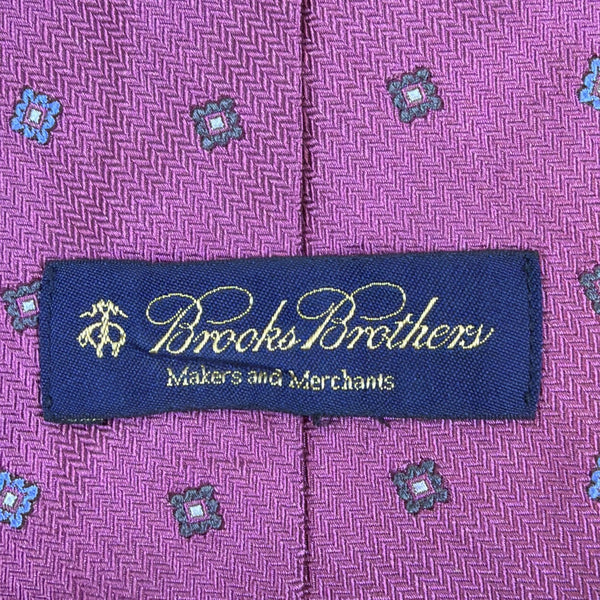 Vintage Brooks Brothers Mens Purple Silk Patterned Tie Classic Floral Design
