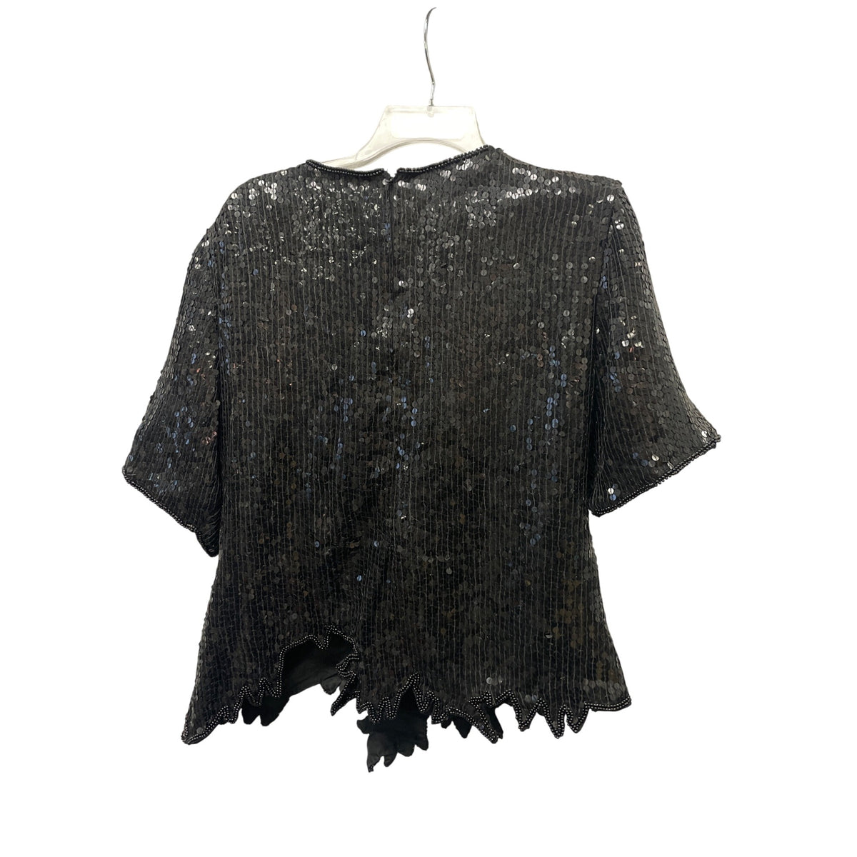 Stenay Womens Black Silk Sequin Blouse With Gold & Bronze Leaf Design Size L