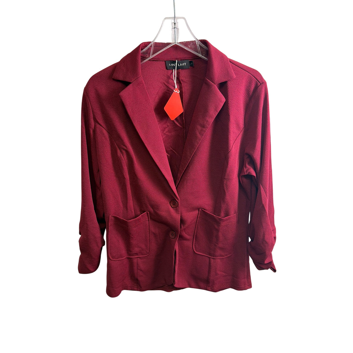 Mint Limit Womens Burgundy Blazer With Pockets Medium Lightweight Office Wear Mint Limit Womens Burgundy Blazer With Pockets Medium Lightweight Office Wear