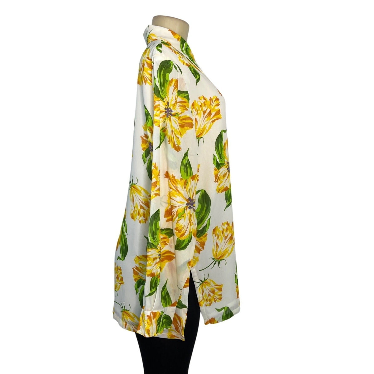 Linea By Louis Dell Olio Floral Button-Up Blouse Long Sleeve Top Sz L