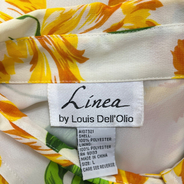 Linea By Louis Dell Olio Floral Button-Up Blouse Long Sleeve Top Sz L