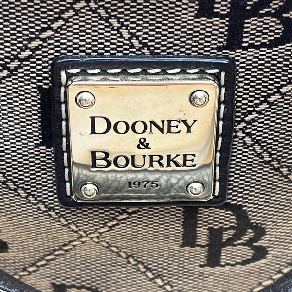 Dooney & Bourke Brown & Black Monogram Coated Canvas Leather Trim Tote Bag Sz M