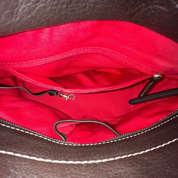 Dooney & Bourke Brown & Black Monogram Coated Canvas Leather Trim Tote Bag Sz M