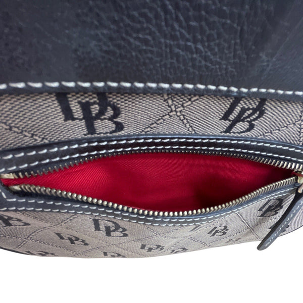 Dooney & Bourke Brown & Black Monogram Coated Canvas Leather Trim Tote Bag Sz M