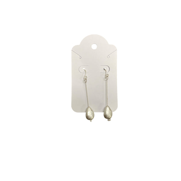 Silver Drop Dangle Earrings With Bead Accents