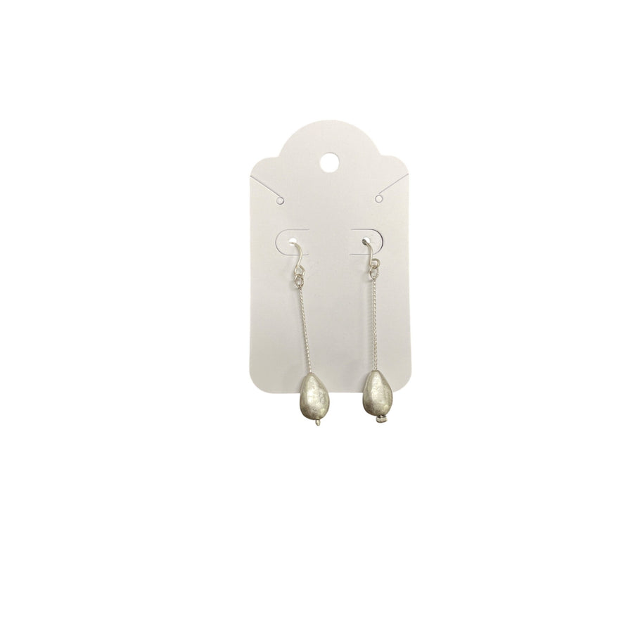 Silver Drop Dangle Earrings With Bead Accents