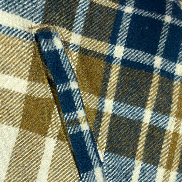 Mens Blue/Brown Plaid Wool Blend Button-Up Jacket Size M