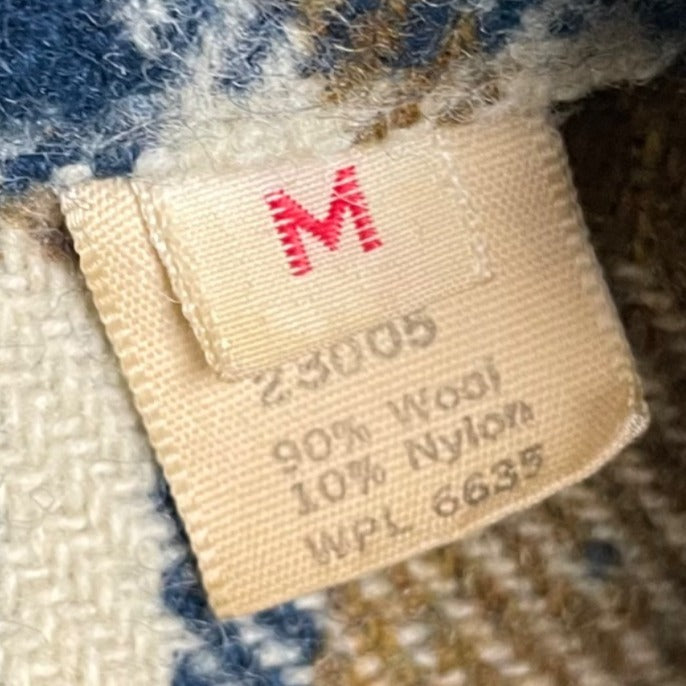 Mens Blue/Brown Plaid Wool Blend Button-Up Jacket Size M