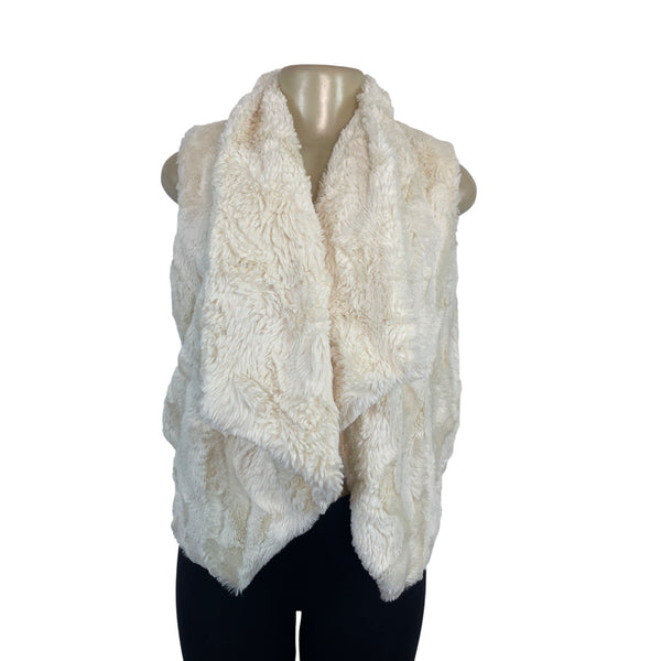 Jack By BB Dakota Faux Fur Drape Vest Cream Sleeveless Women's Sz S - New