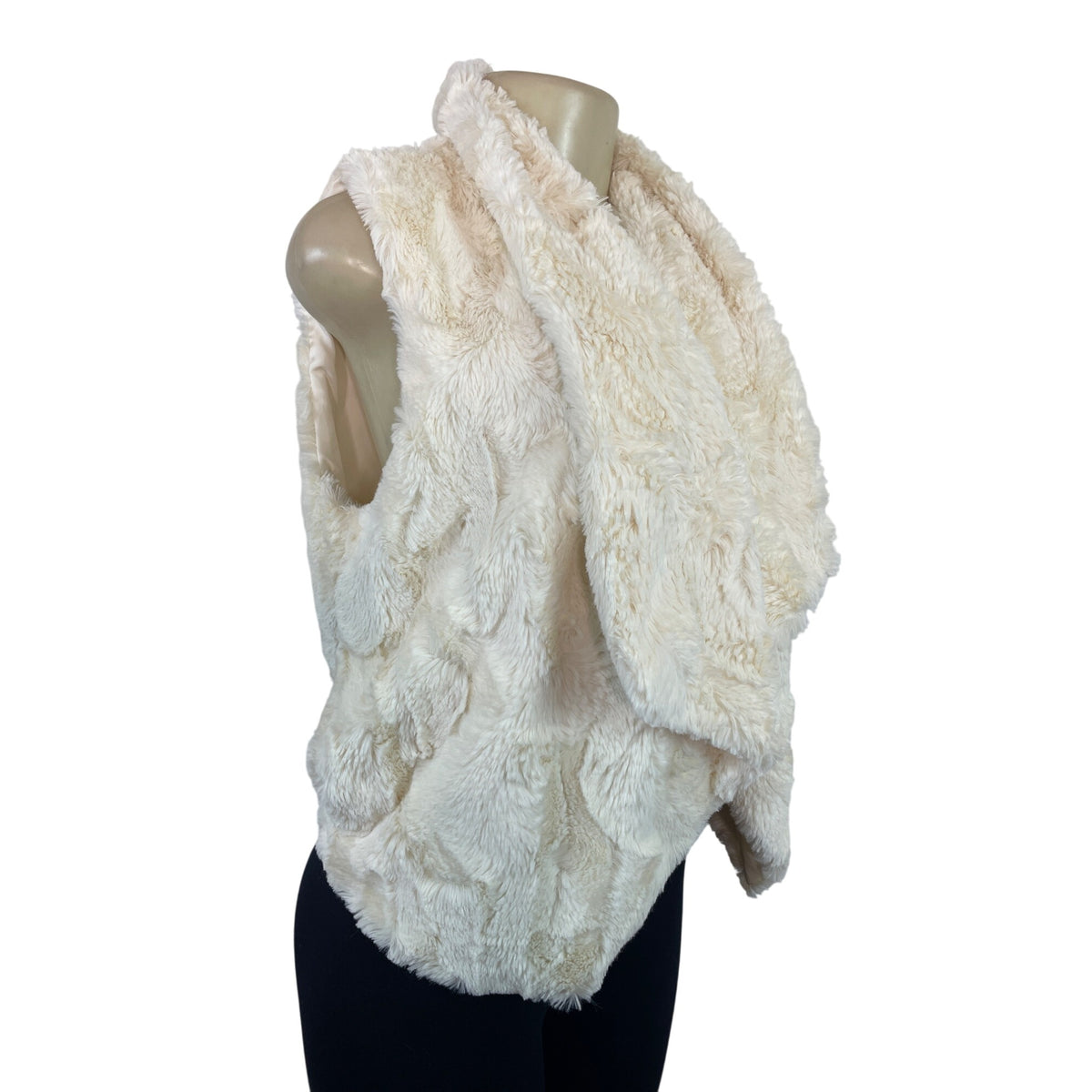 Jack By BB Dakota Faux Fur Drape Vest Cream Sleeveless Women's Sz S - New