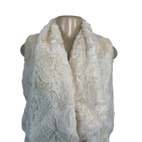 Jack By BB Dakota Faux Fur Drape Vest Cream Sleeveless Women's Sz S - New