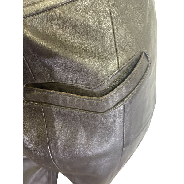 Passion Women's Dark Brown Faux Leather Cropped Pants Sz M/L - NWT