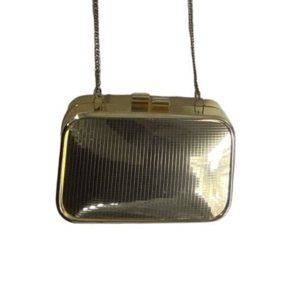 Unbranded Women's Glossy Gold Hard Case Mirror  Shoulder Purse  Sz S