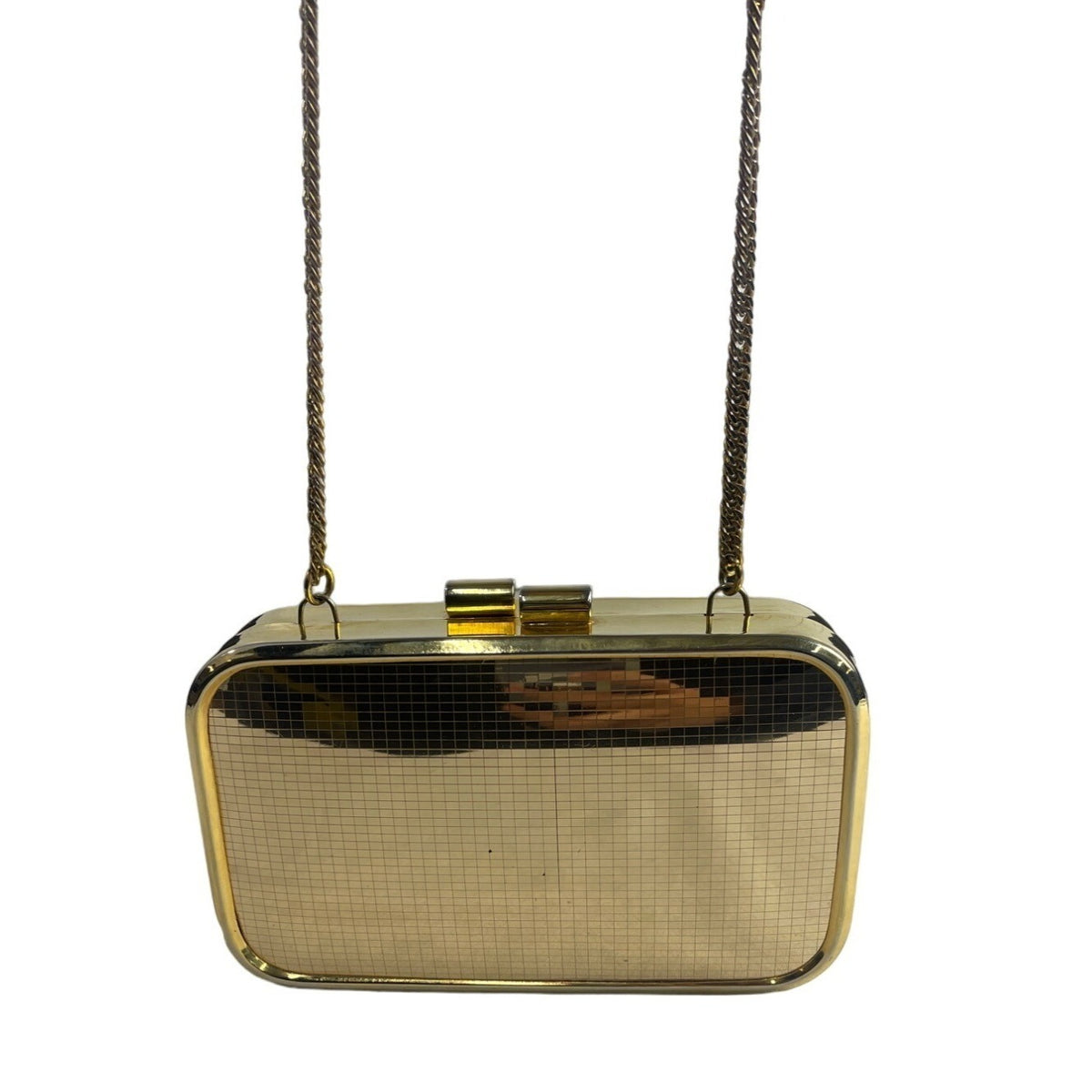 Unbranded Women's Glossy Gold Hard Case Mirror  Shoulder Purse  Sz S