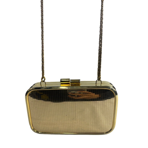 Unbranded Women's Glossy Gold Hard Case Mirror  Shoulder Purse  Sz S