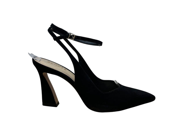 Schutz Womens Black Suede Pointed-Toe Ankle Strap Heels Size 8.5
