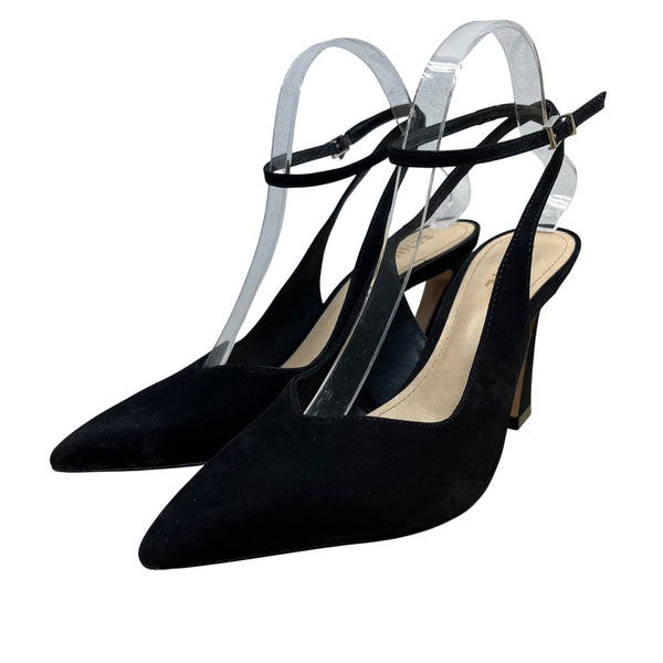 Schutz Womens Black Suede Pointed-Toe Ankle Strap Heels Size 8.5