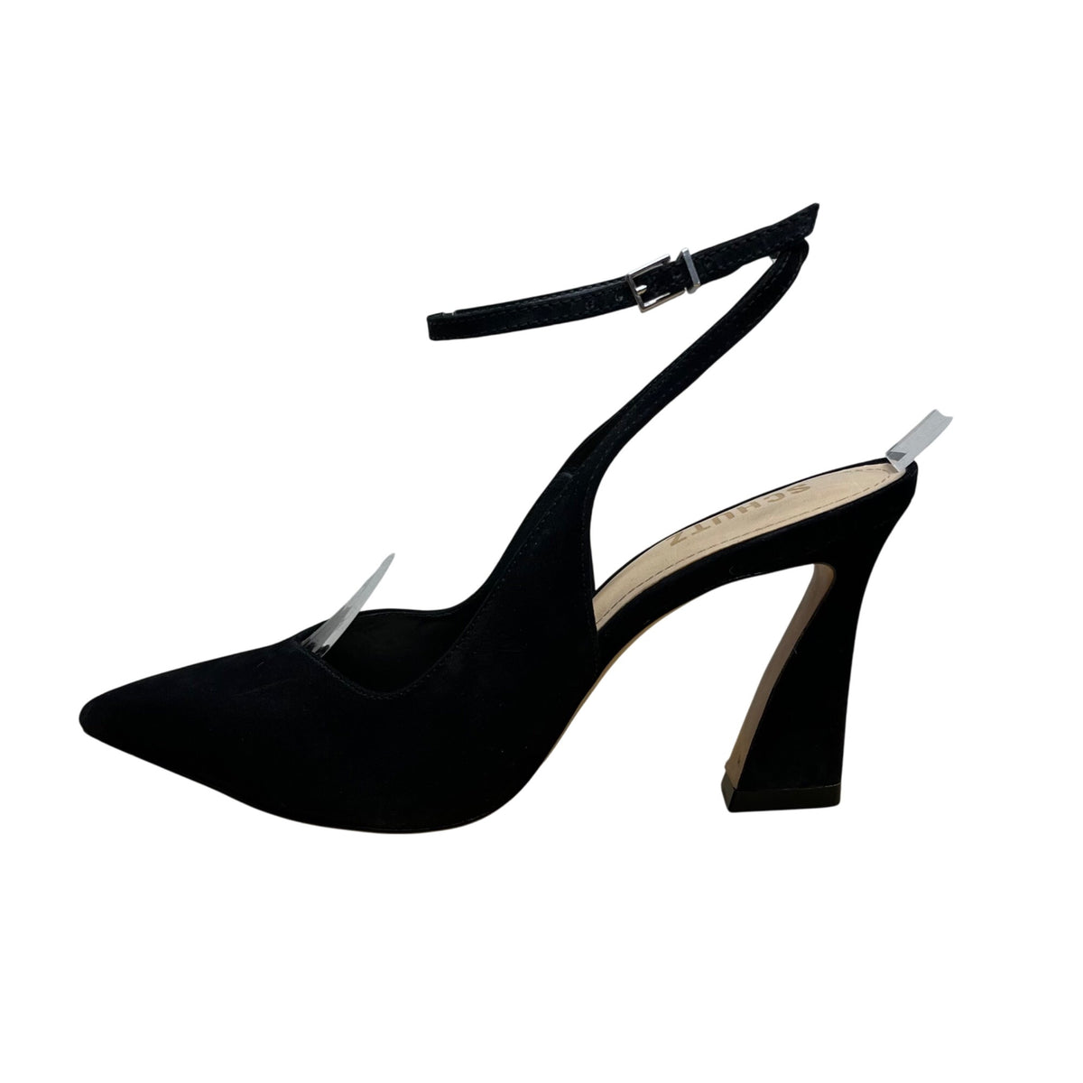 Schutz Womens Black Suede Pointed-Toe Ankle Strap Heels Size 8.5