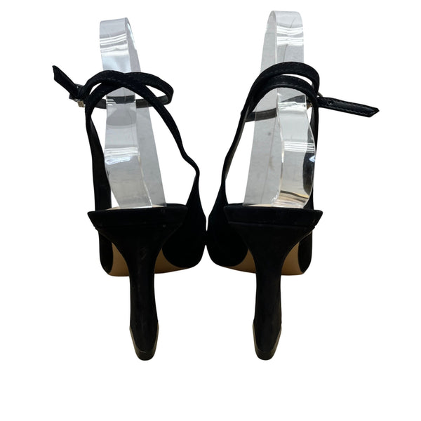 Schutz Womens Black Suede Pointed-Toe Ankle Strap Heels Size 8.5