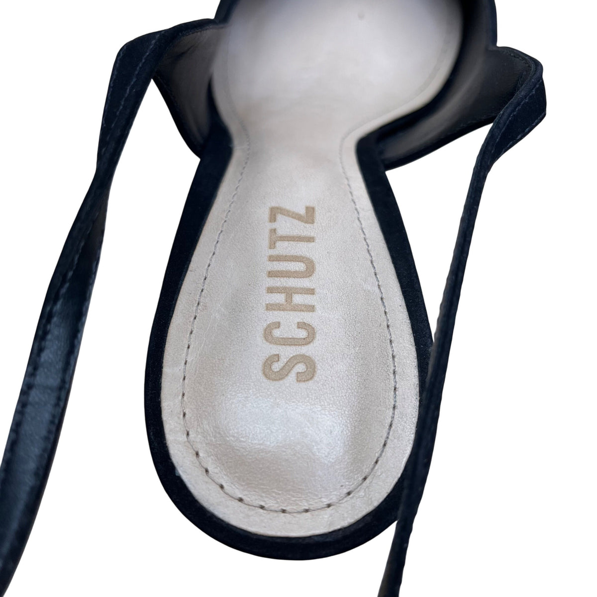 Schutz Womens Black Suede Pointed-Toe Ankle Strap Heels Size 8.5