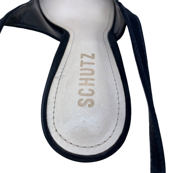 Schutz Womens Black Suede Pointed-Toe Ankle Strap Heels Size 8.5