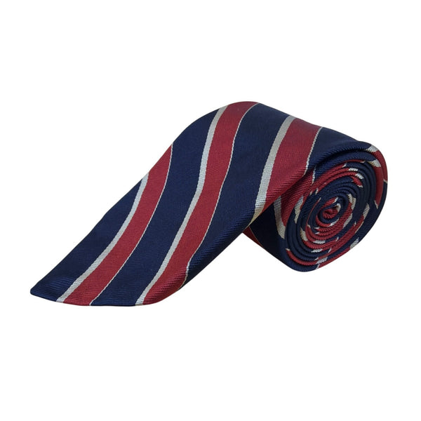 Brooks Brothers Mens Red & Navy Striped Silk Tie Classic All Season Necktie 57"