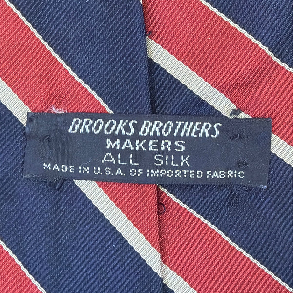 Brooks Brothers Mens Red & Navy Striped Silk Tie Classic All Season Necktie 57"