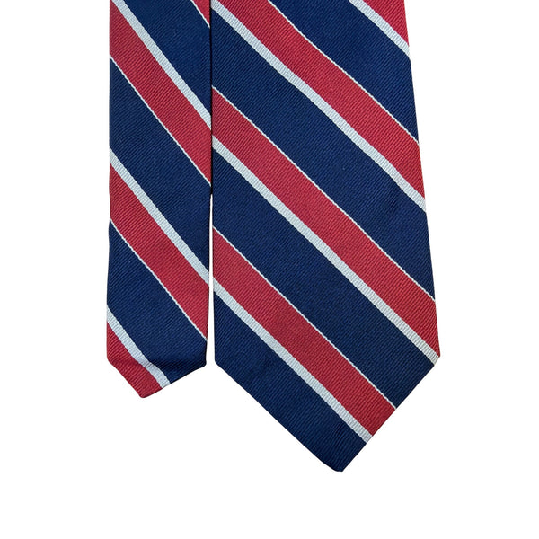 Brooks Brothers Mens Red & Navy Striped Silk Tie Classic All Season Necktie 57"