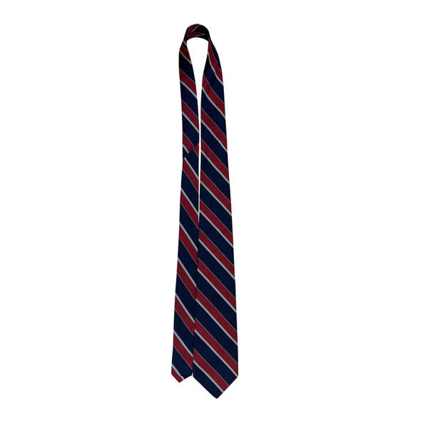 Brooks Brothers Mens Red & Navy Striped Silk Tie Classic All Season Necktie 57"