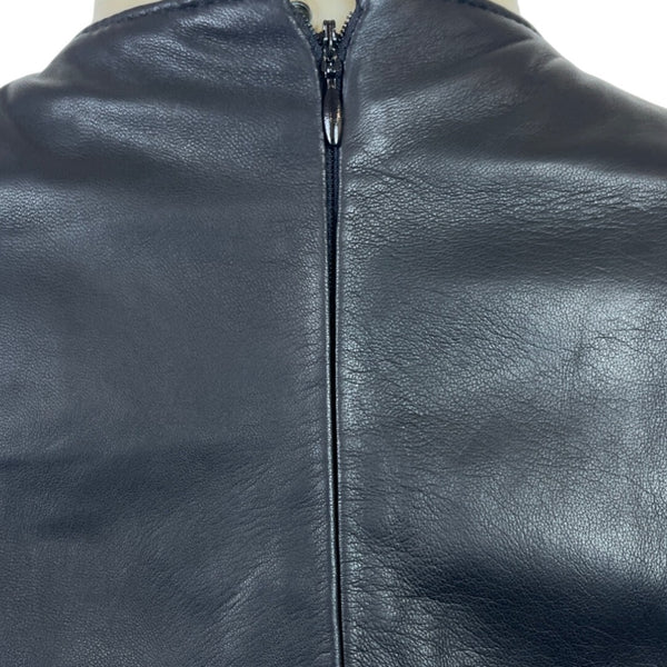 Rem Garson Womens Black Leather Sleeveless Shift Dress Size 6