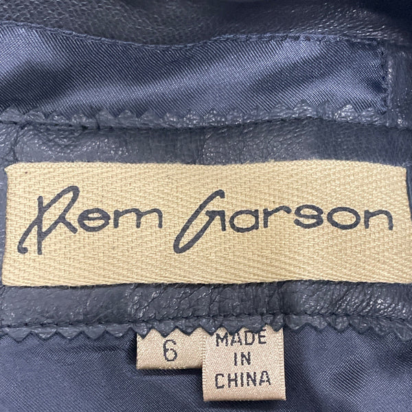 Rem Garson Womens Black Leather Sleeveless Shift Dress Size 6