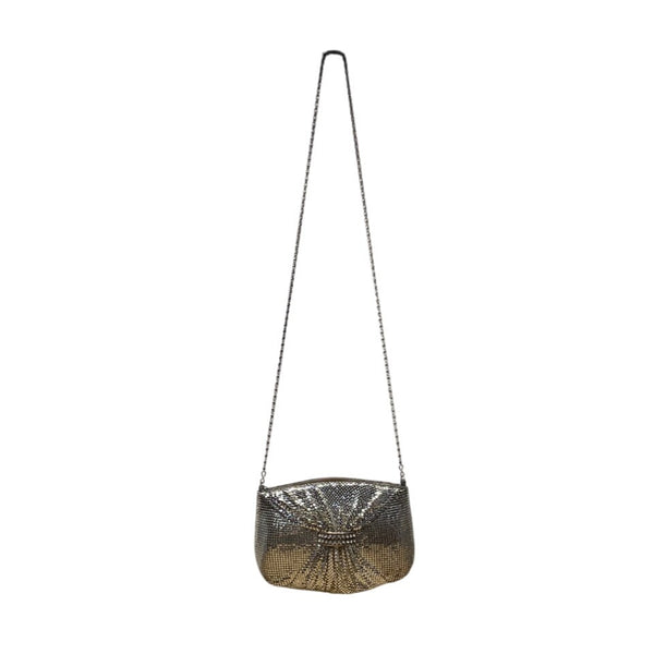 Vintage Silver Mesh Shoulder Bag With Rhinestone Accent & Chain Strap Evening Handbag Sz S
