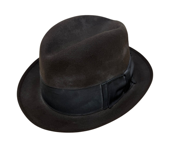 Vintage Robley Brown Wool Mens Fedora Hat Black Band Classic Design Medium Size