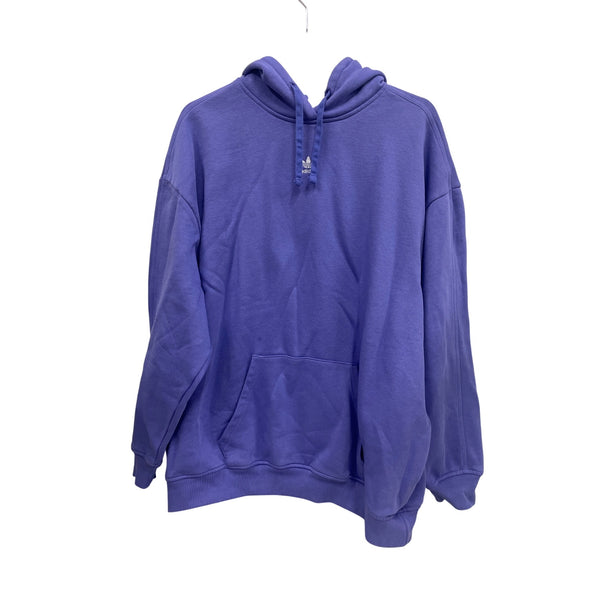 Adidas Mens Purple Cotton Hoodie Large L Pullover Logo Kangaroo Pocket Casual Wear
