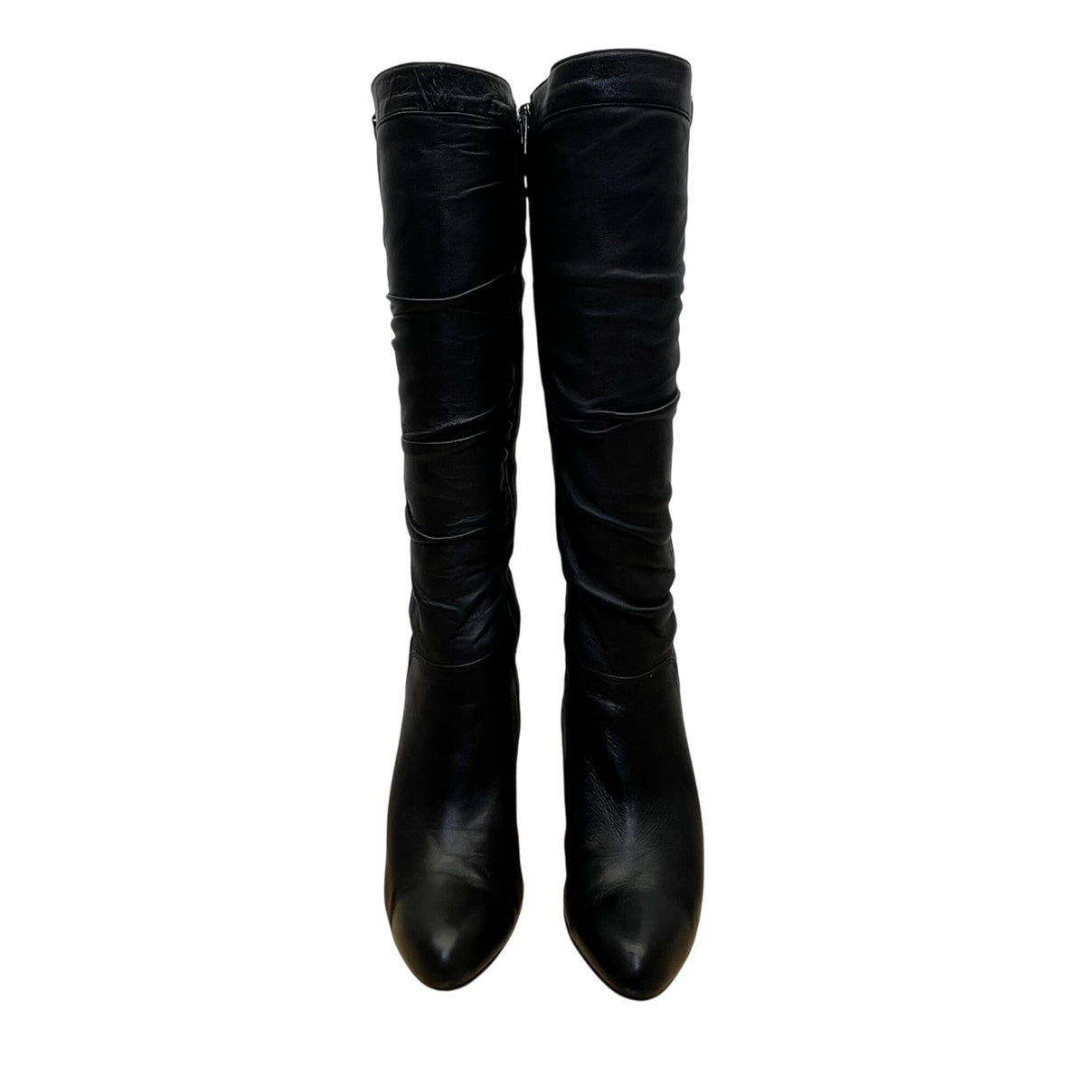 Adrienne Vittadini Women’s Black Leather Knee-High Almond Toe Sunny Boots Sz 6M