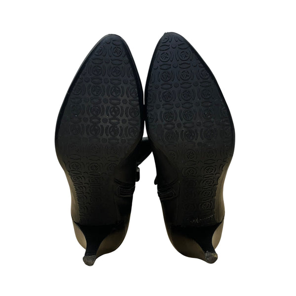 Adrienne Vittadini Women’s Black Leather Knee-High Almond Toe Sunny Boots Sz 6M