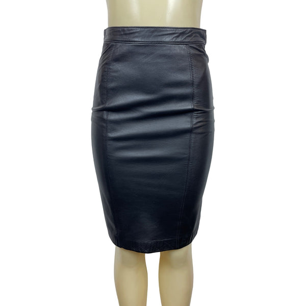 Alcott & Andrews Women's Black Long High Waist Faux Leather Skirt  Sz 6