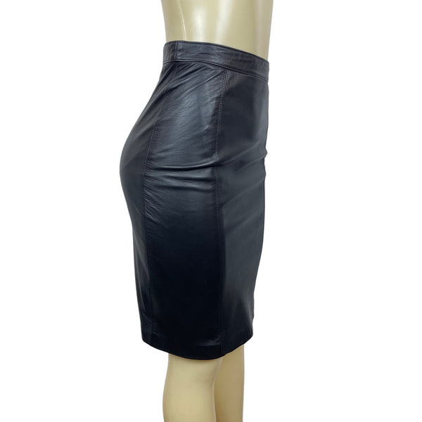 Alcott & Andrews Women's Black Long High Waist Faux Leather Skirt  Sz 6
