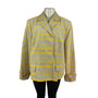 Talbots Womens Double-Breasted Yellow & Gray Striped Blazer Jacket 18W