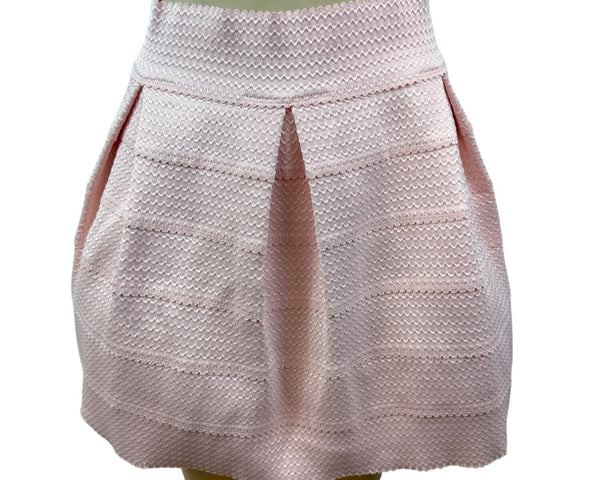 Honey Punch Light Pink Textured & Pleated Mini Bubble Skirt Size L