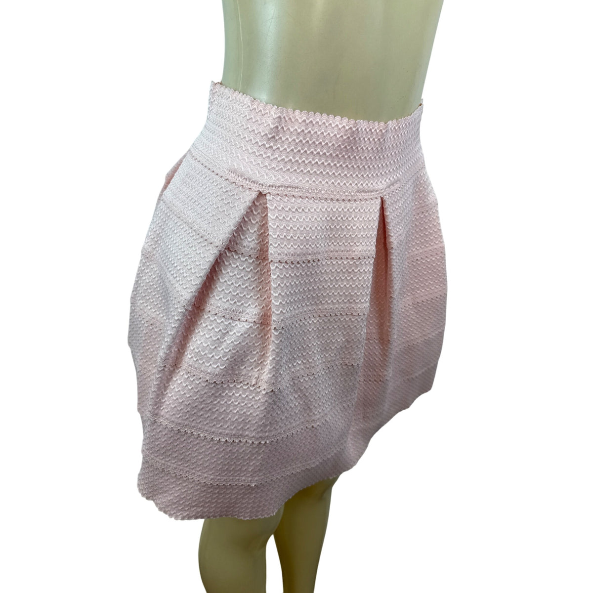 Honey Punch Light Pink Textured & Pleated Mini Bubble Skirt Size L