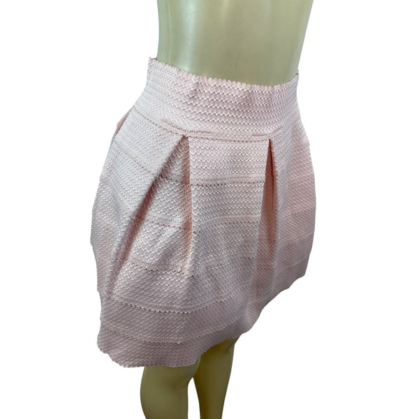 Honey Punch Light Pink Textured & Pleated Mini Bubble Skirt Size L