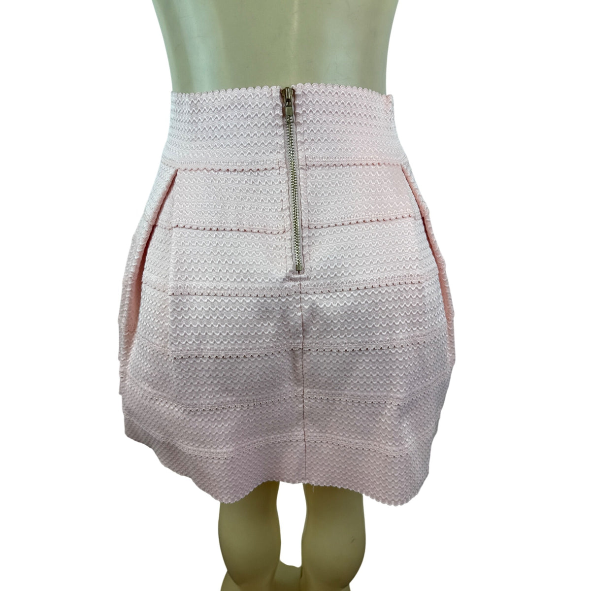 Honey Punch Light Pink Textured & Pleated Mini Bubble Skirt Size L
