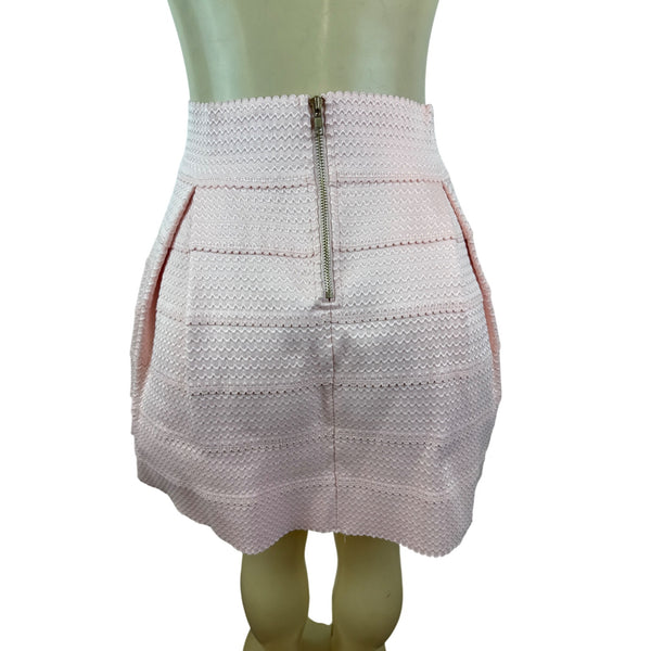 Honey Punch Light Pink Textured & Pleated Mini Bubble Skirt Size L