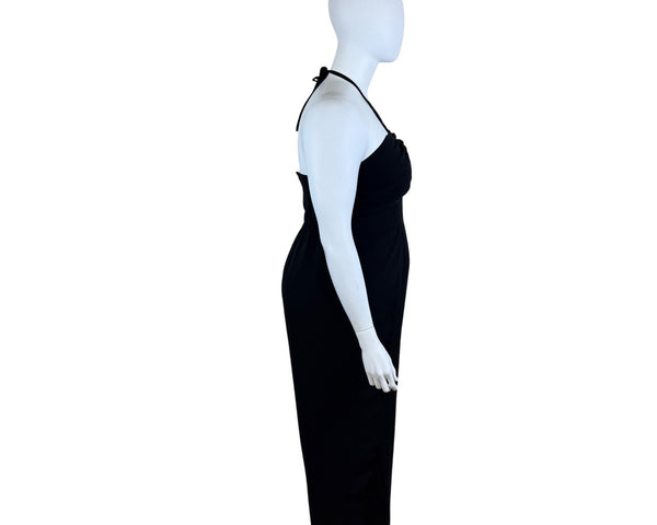 Eloquii Womens Black Halter Neck Jumpsuit Sleeveless Wide Leg Tie Back Sz 16